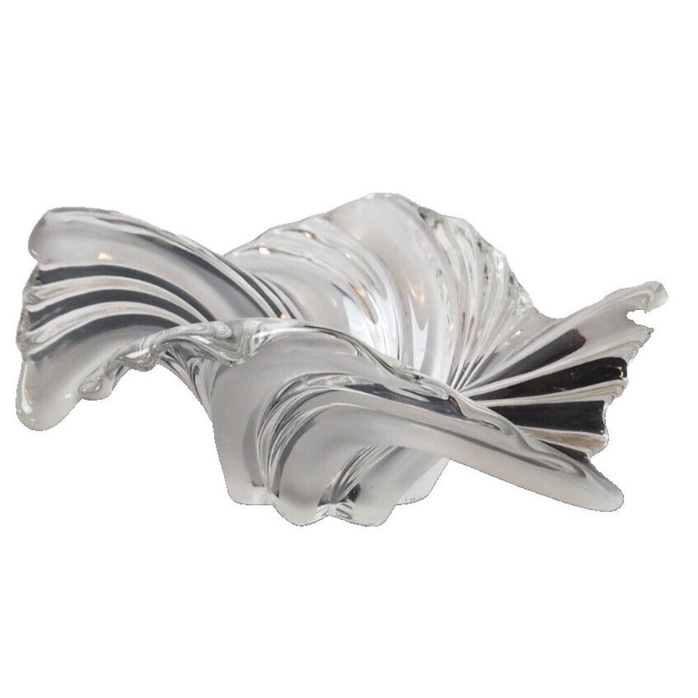 MIKASA Belle Epoque Asymmetrical Wavy Glass Bowl Decorative Vase Centerpiece